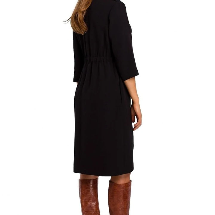 Elegant Navy Midi Shirt Dress