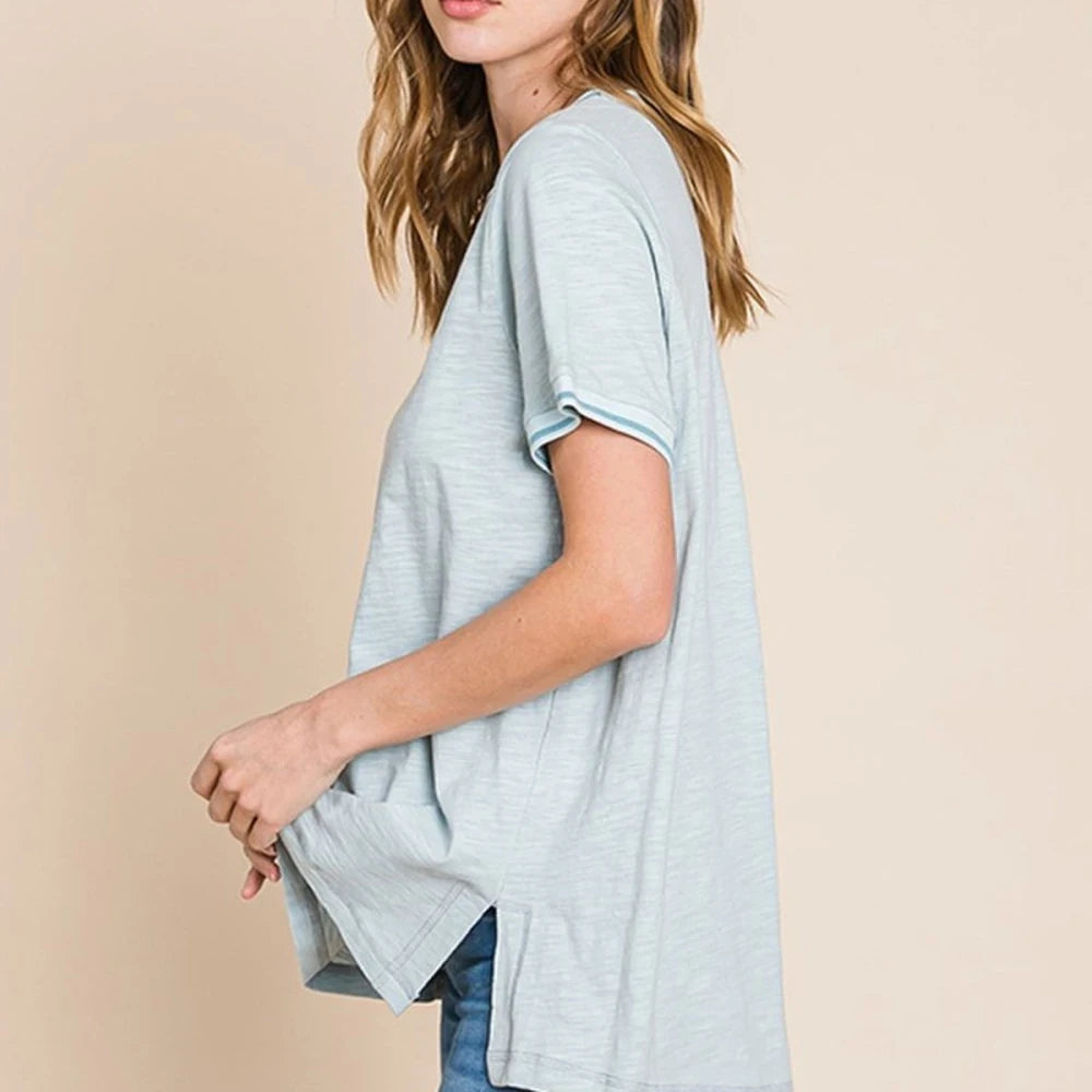 Cotton T-Shirt with Contrast Trim