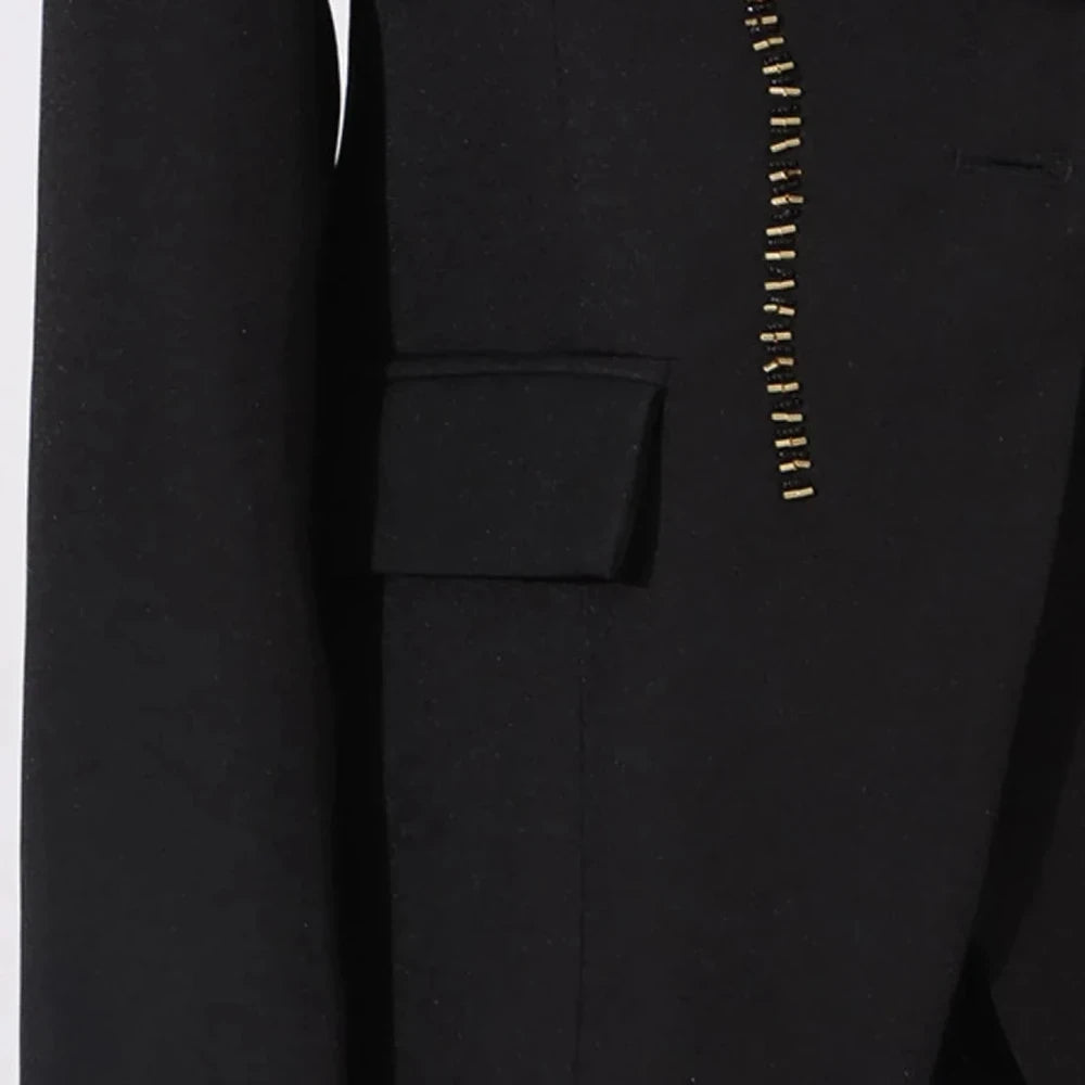Button Front Rhinestone Blazer