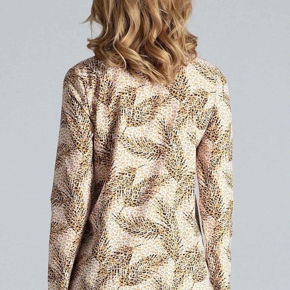 Long Sleeve Blouse with Stand-Up Collar