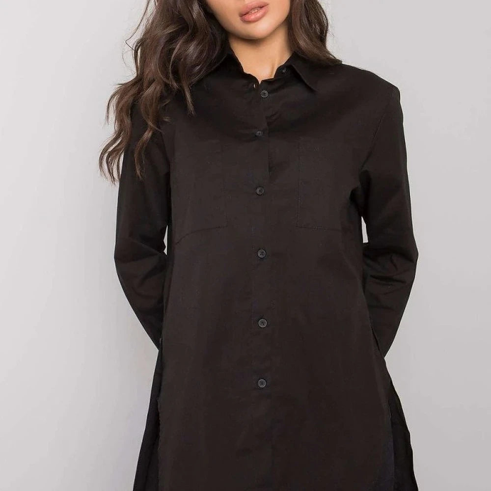 Women's White Cotton Button-Up Long Sleeve Shirt