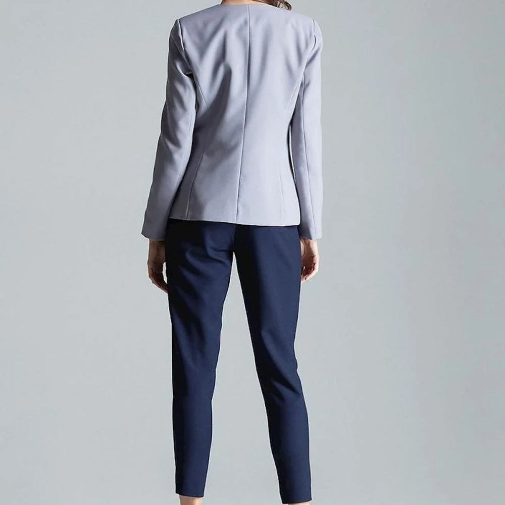 Patterned One-Button Jacket with No Lapels