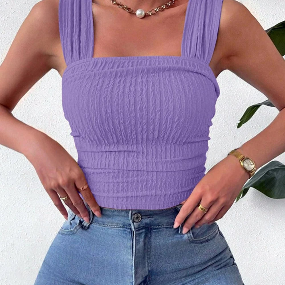 Textured Square Neck Tank Top