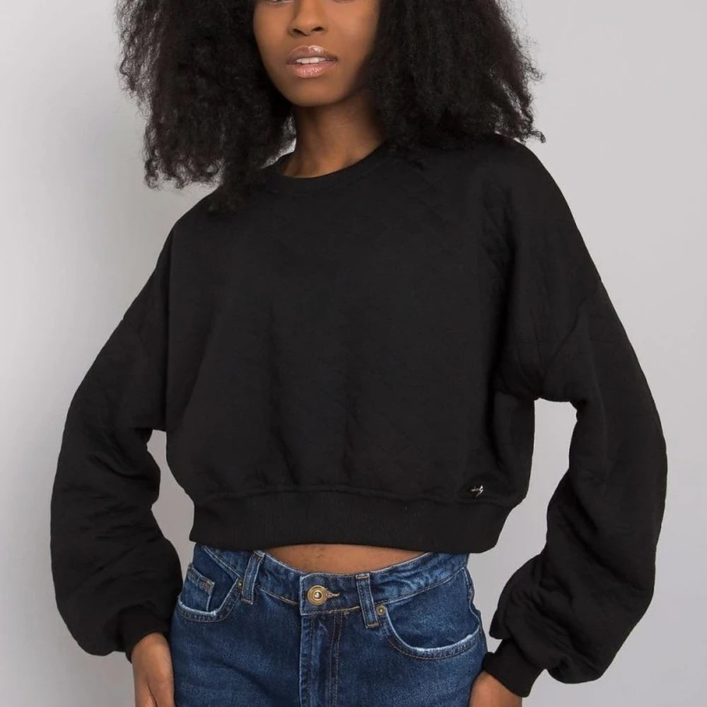 Quilted Sweatshirt with Ribbed Hem