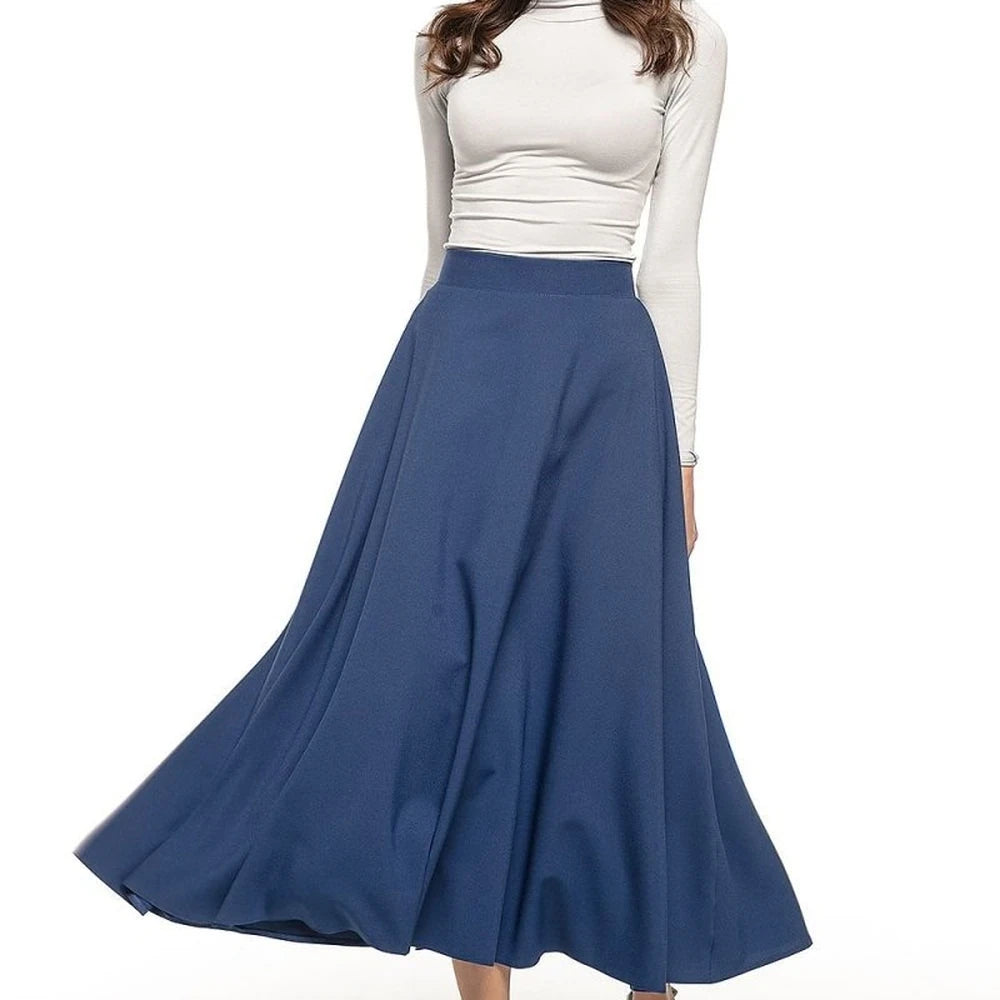 Midi Skirt with Belt and Zipper Detail