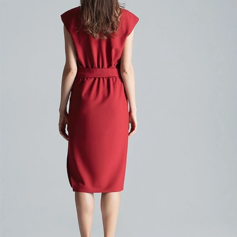 Navy Blue V-Neck Midi Dress