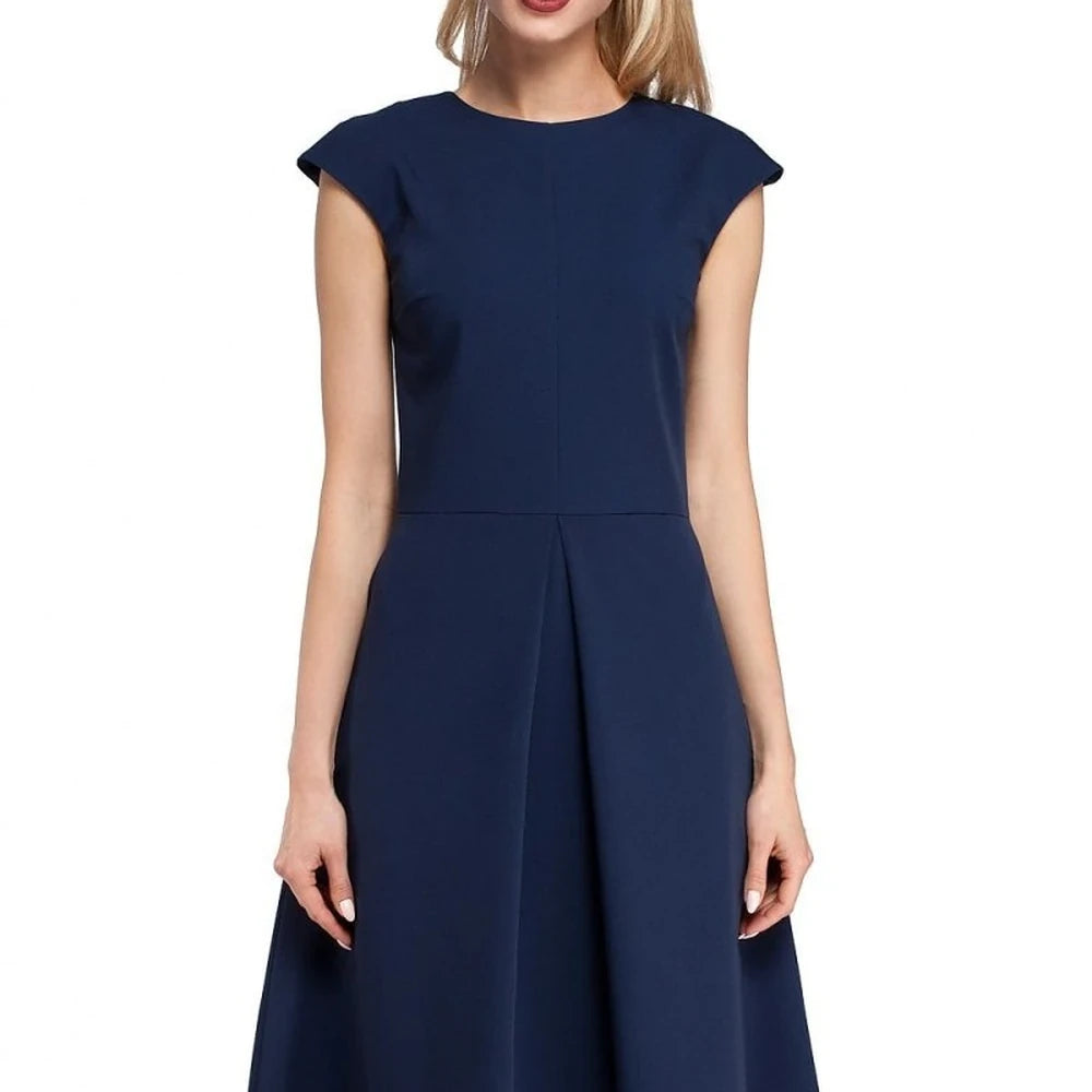 Classic Midi Dress with Pleated Skirt