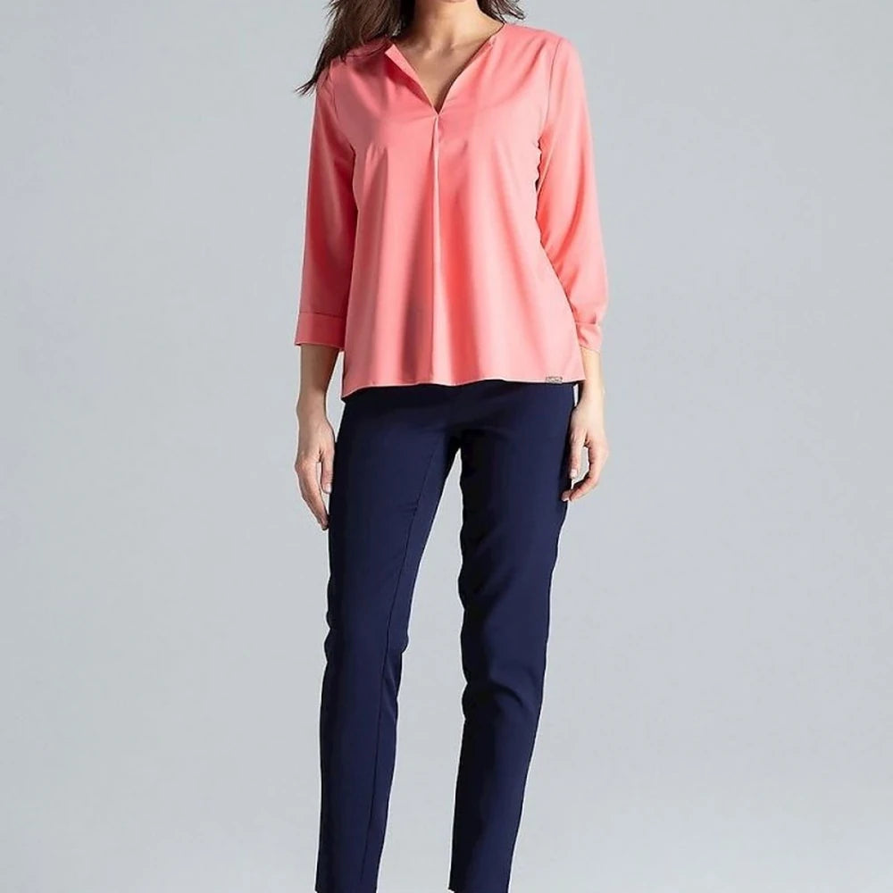 Women's Long Sleeve Pleated Blouse