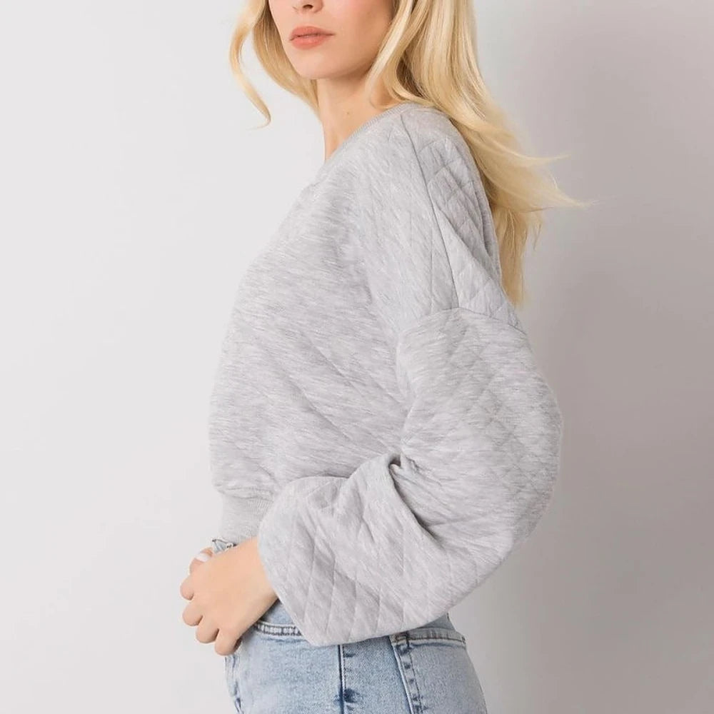 Quilted Sweatshirt with Ribbed Hem