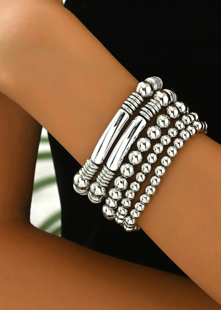 5pc stainless steel beaded bracelet