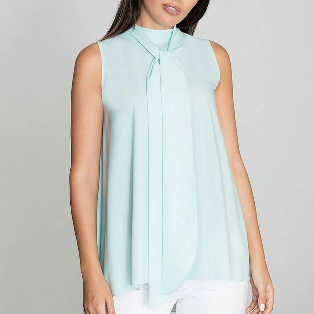 Flared Off-Shoulder Tie Front Blouse