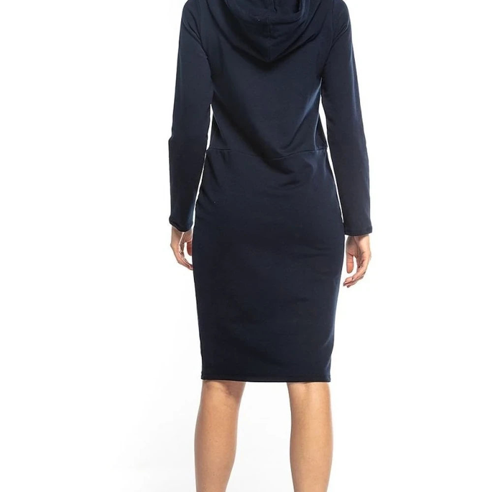 Cotton Blend Hooded Sweatshirt Dress