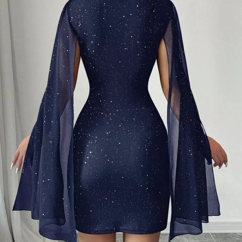 Cutout Bodycon Mini Dress with Cape Sleeves