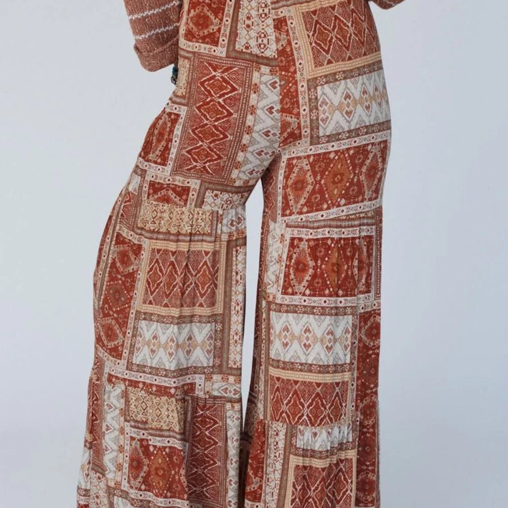 Geometric High Waist Wide Leg Pants