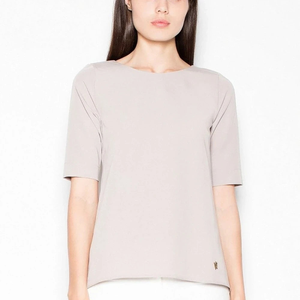 Short Sleeve Cut-Out Back Blouse