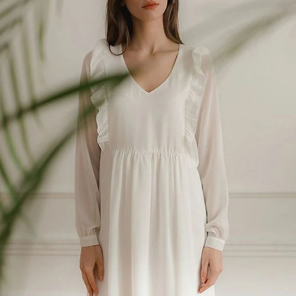 Flowy Chiffon Midi Dress with Ruffled Sleeves