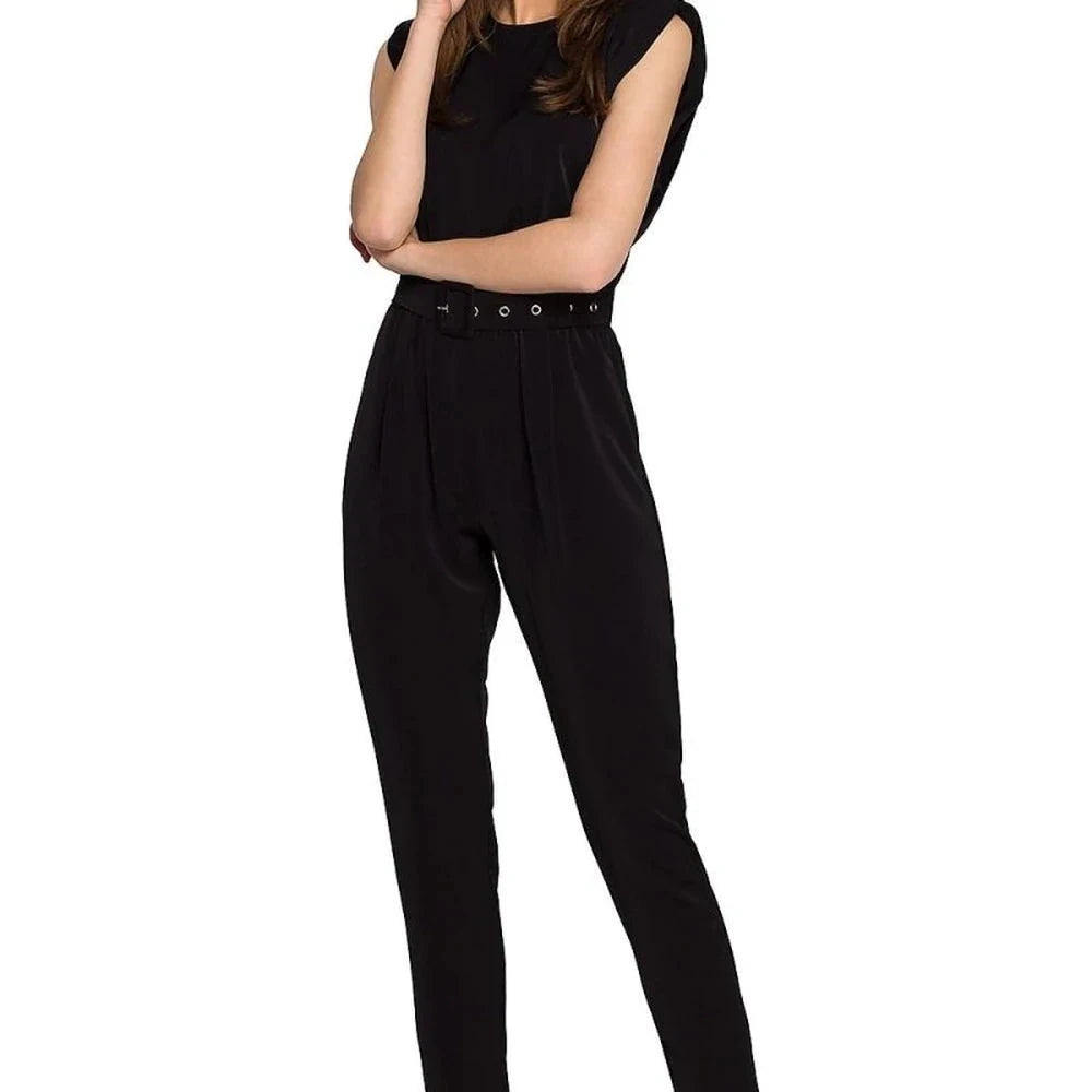 Loose Fit Jumpsuit with Belt and Buckle