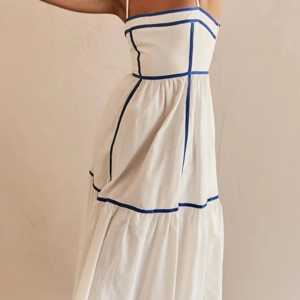 Square Neck Cami Midi Dress - White
