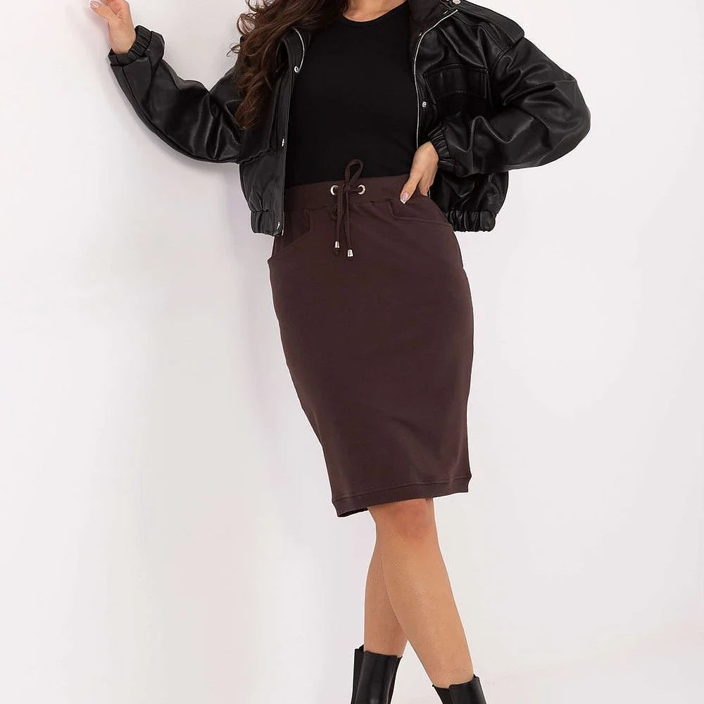 Cotton Spandex Sweatshirt Skirt with Pockets