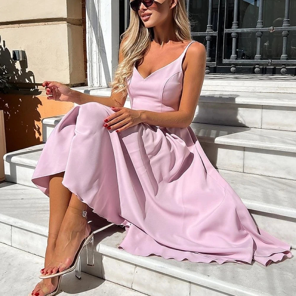 Midi Strap Dress with Zipper