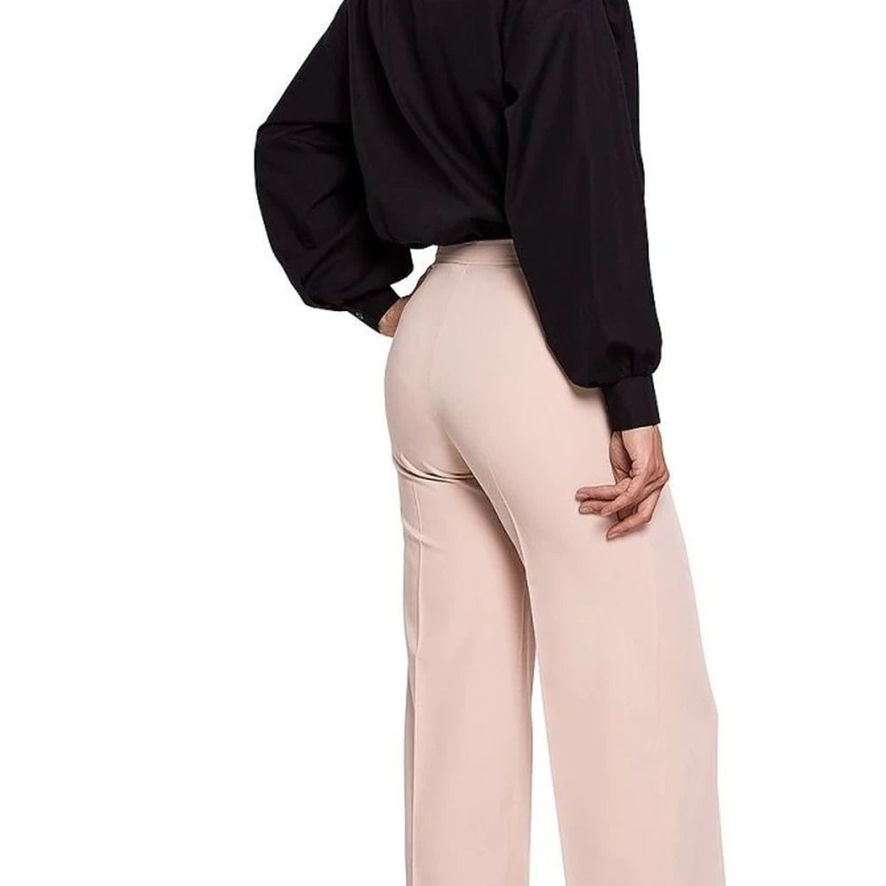 Elegant Straight Leg Trousers with Button Detail