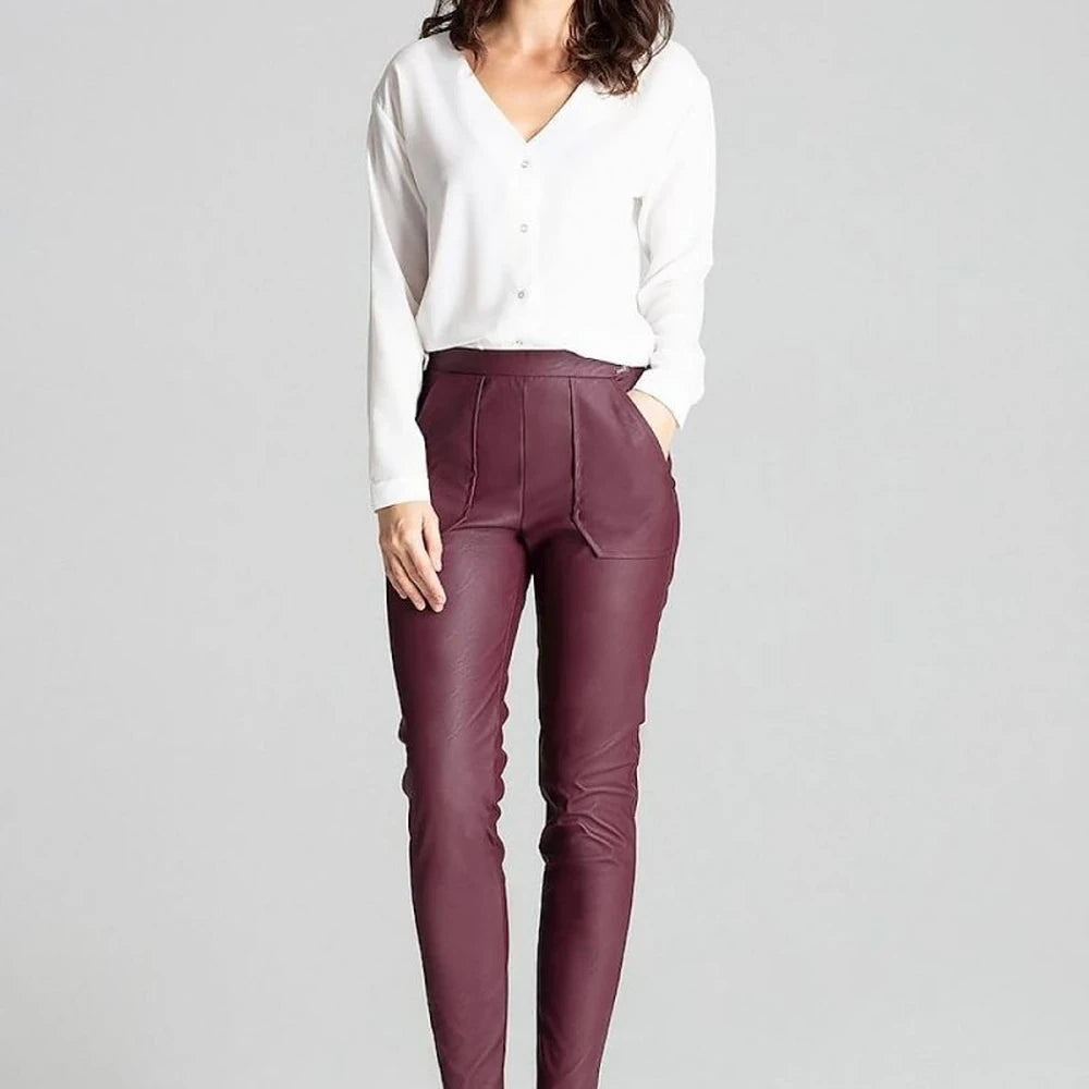 Grey Faux Leather Trousers