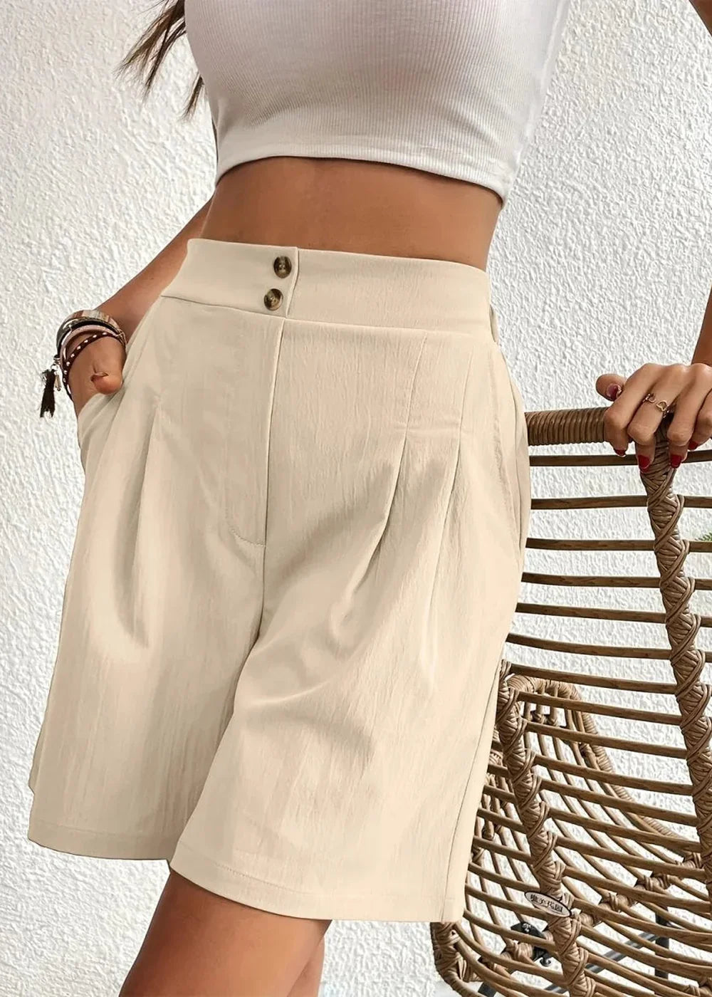 Pocketed Drawstring Waist Shorts