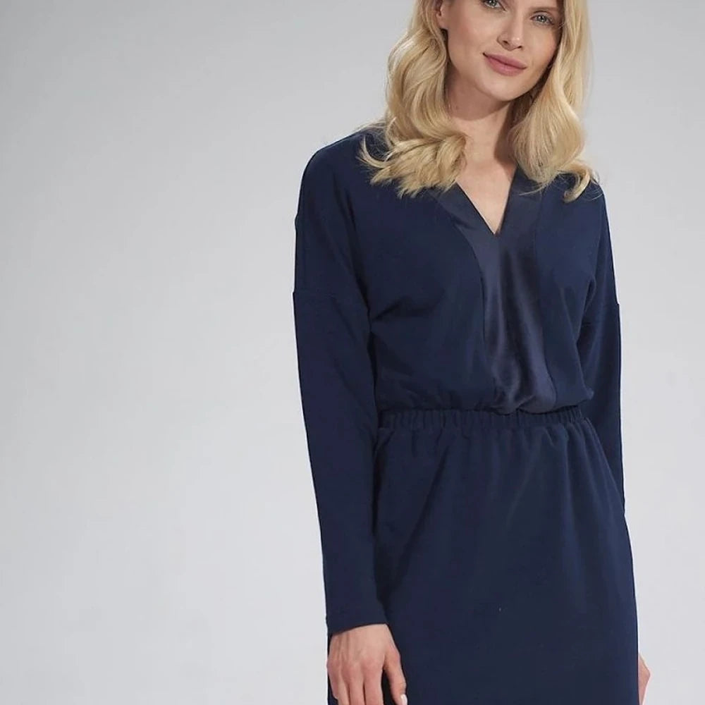 V-Neck Mini Dress with Velour Detail