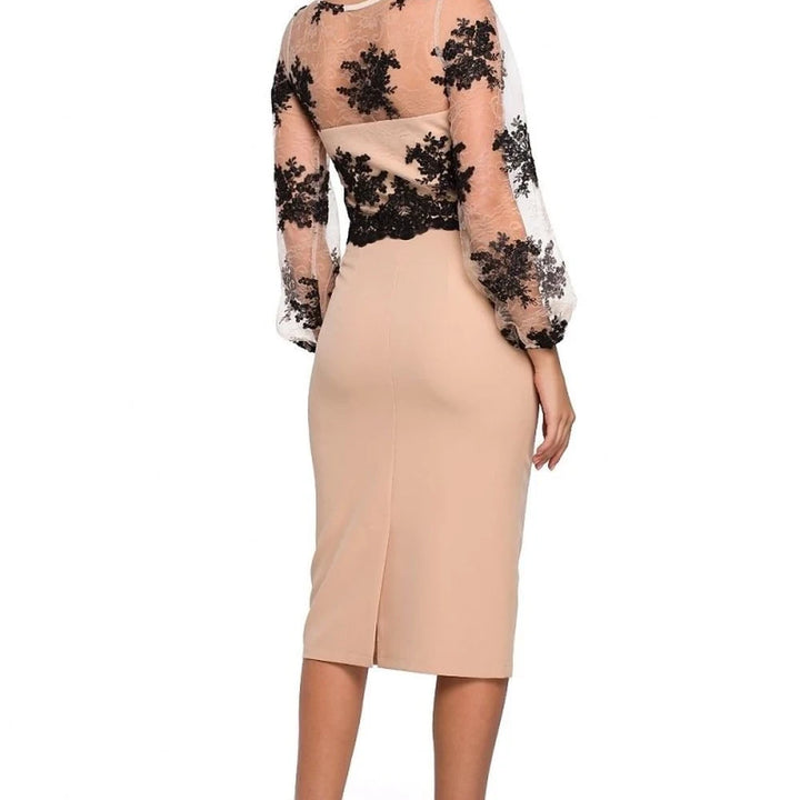 Black Cocktail Dress with Lace Sleeves