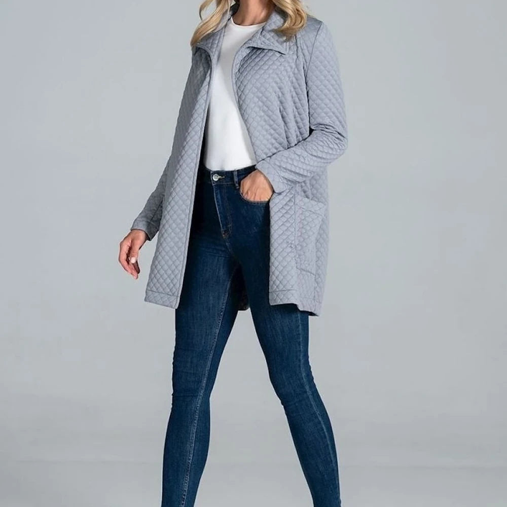 Quilted Belted Coat with Collar