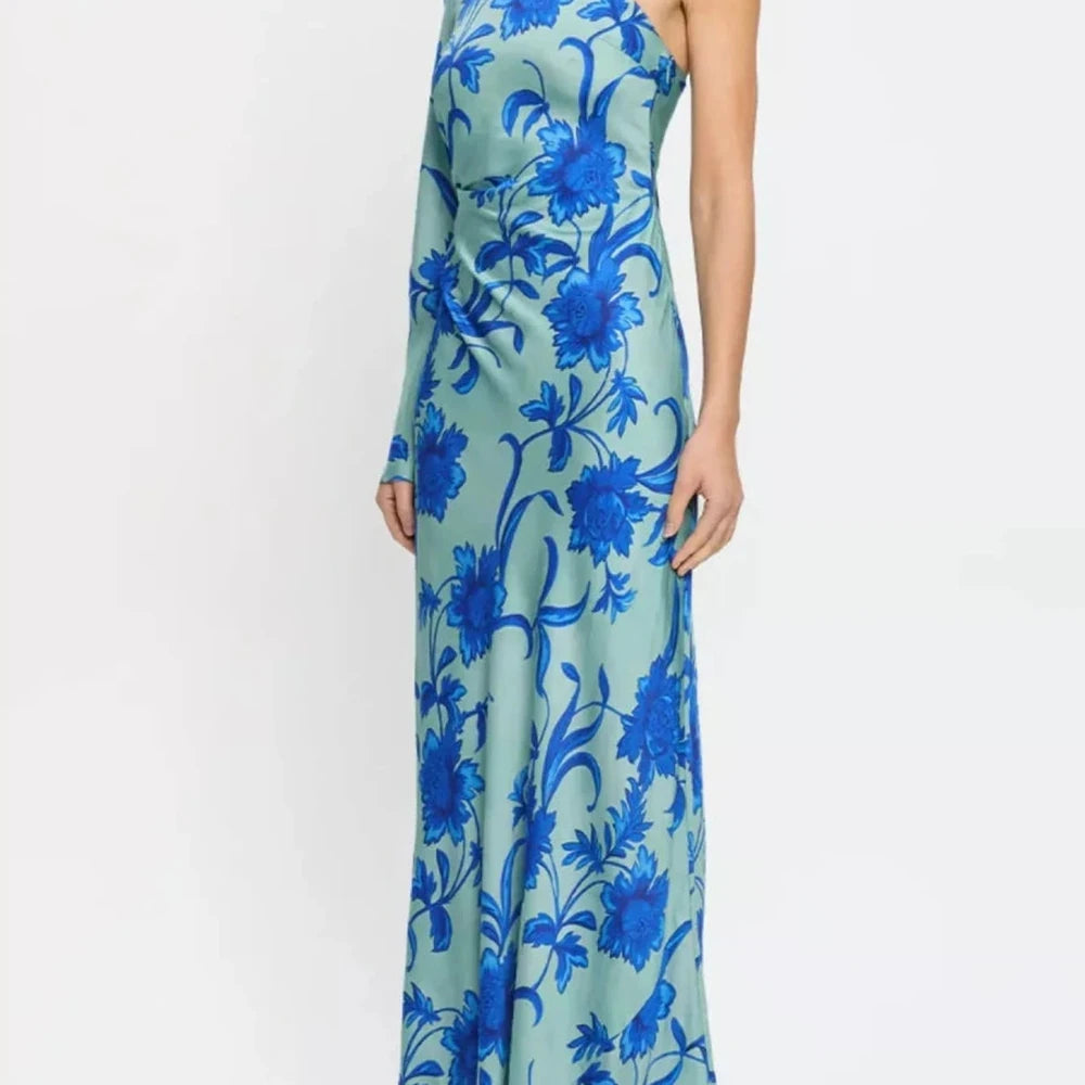 Floral Print One-Shoulder Maxi Dress