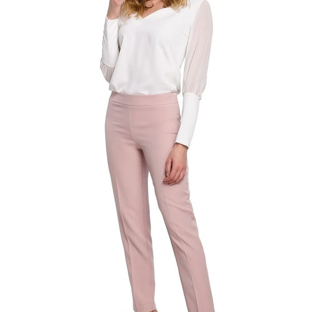 Straight Leg Trousers with Concealed Zip