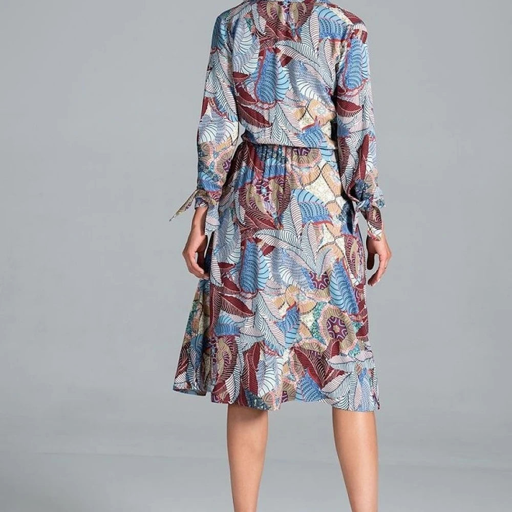 Women's Midi Dress with Collar and Belt