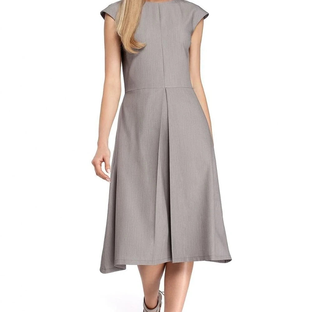 Classic Midi Dress with Pleated Skirt