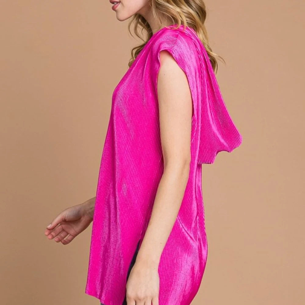 Slit Cap Sleeve Hooded Top