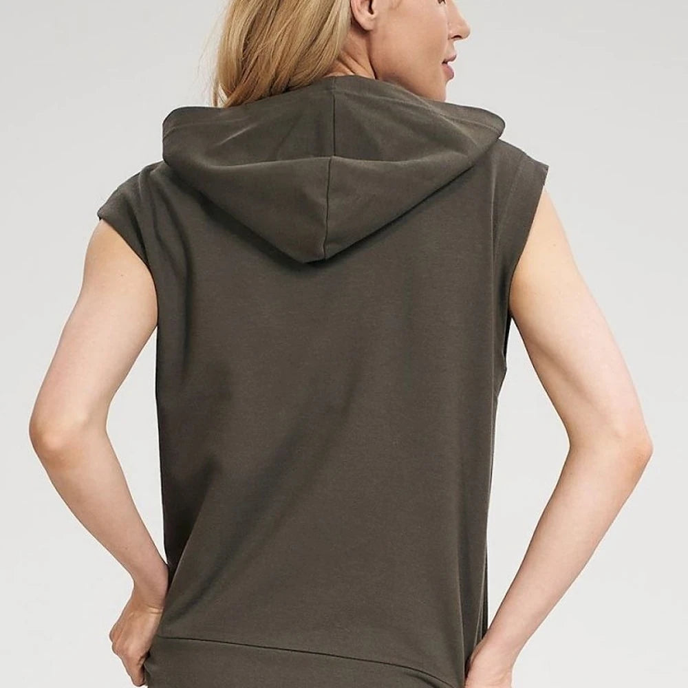 Loose Fit Cotton Spandex Hooded Sweatshirt - Yellow