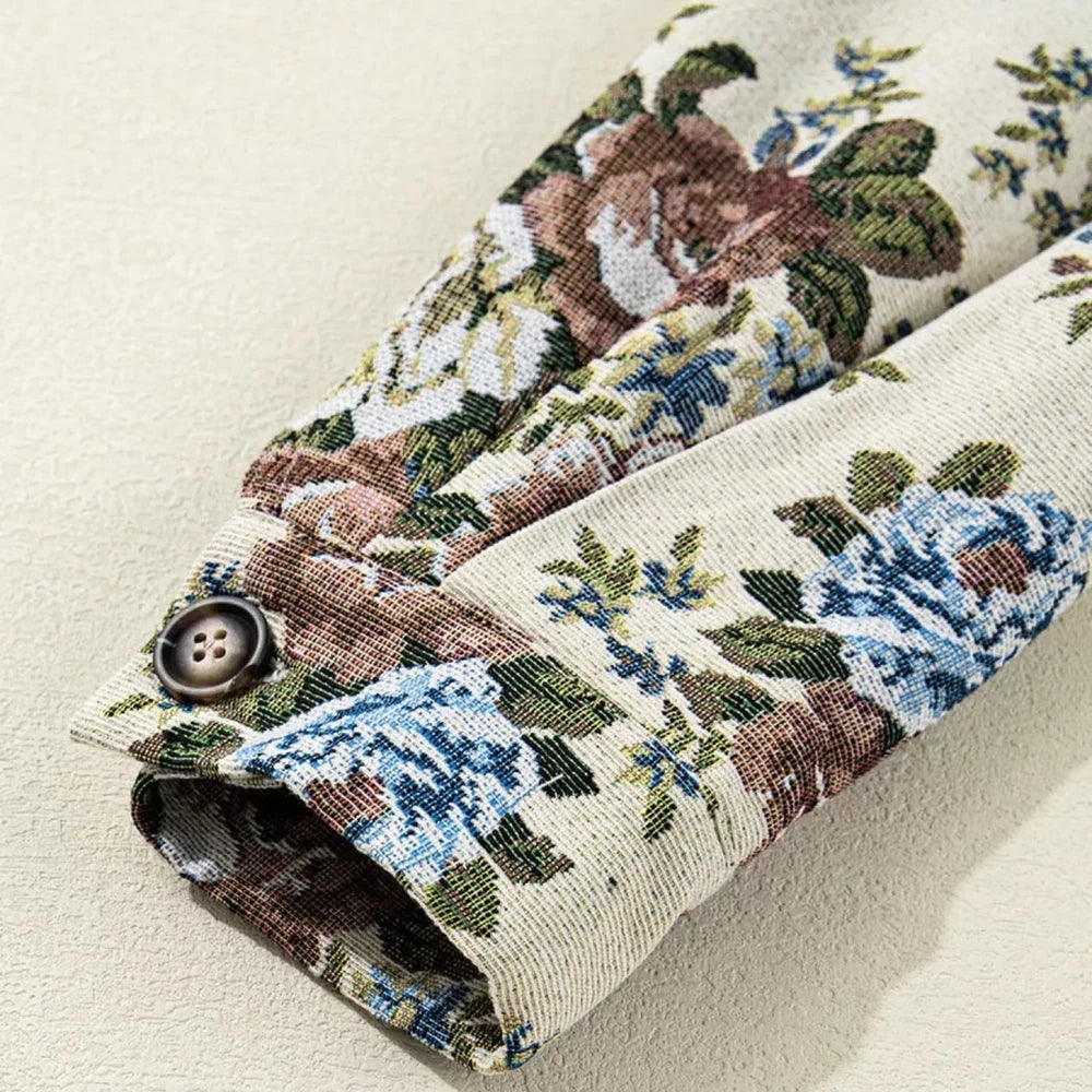 Floral Zip Up Collared Jacket