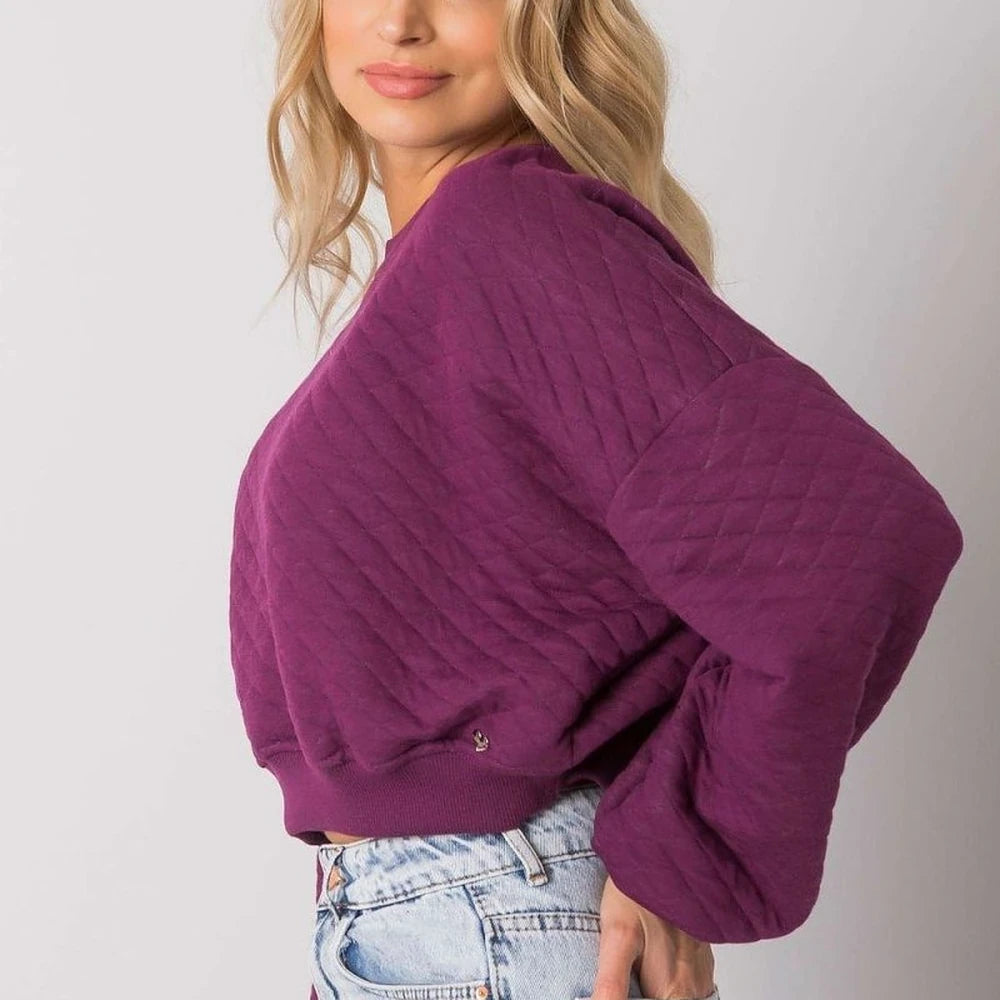 Quilted Sweatshirt with Ribbed Hem