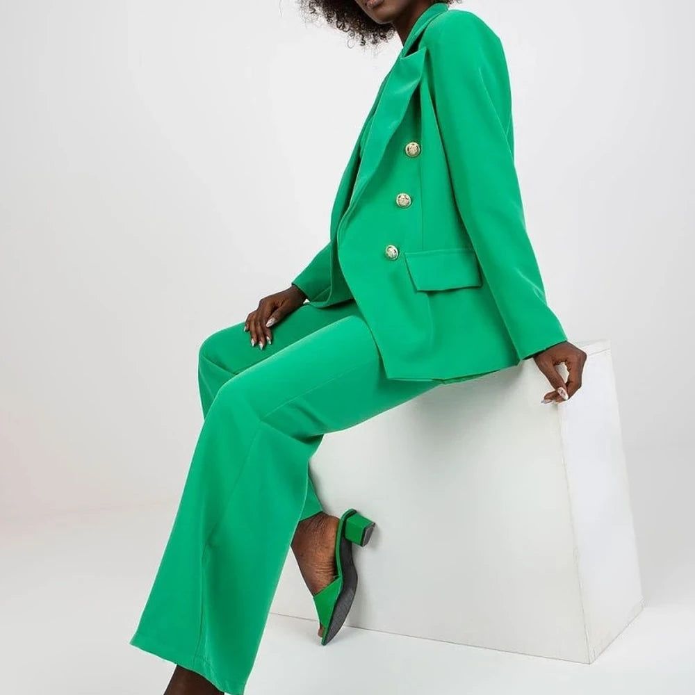 Lined Buttoned Blazer with Shoulder Pads