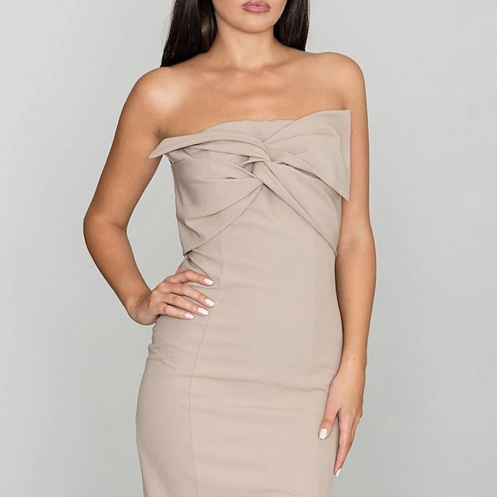 Fitted Open Shoulder Cocktail Dress