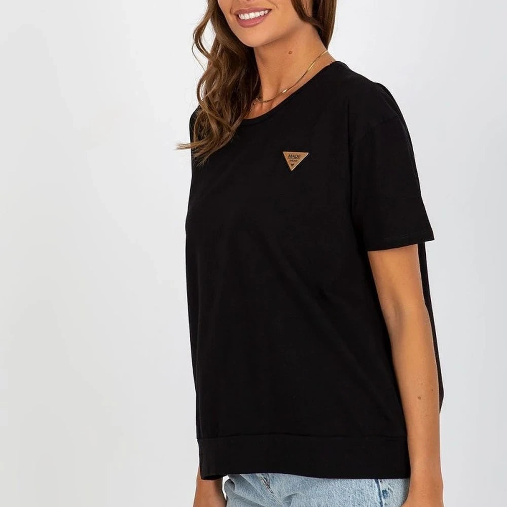 Cotton Blend Blouse with Round Neck