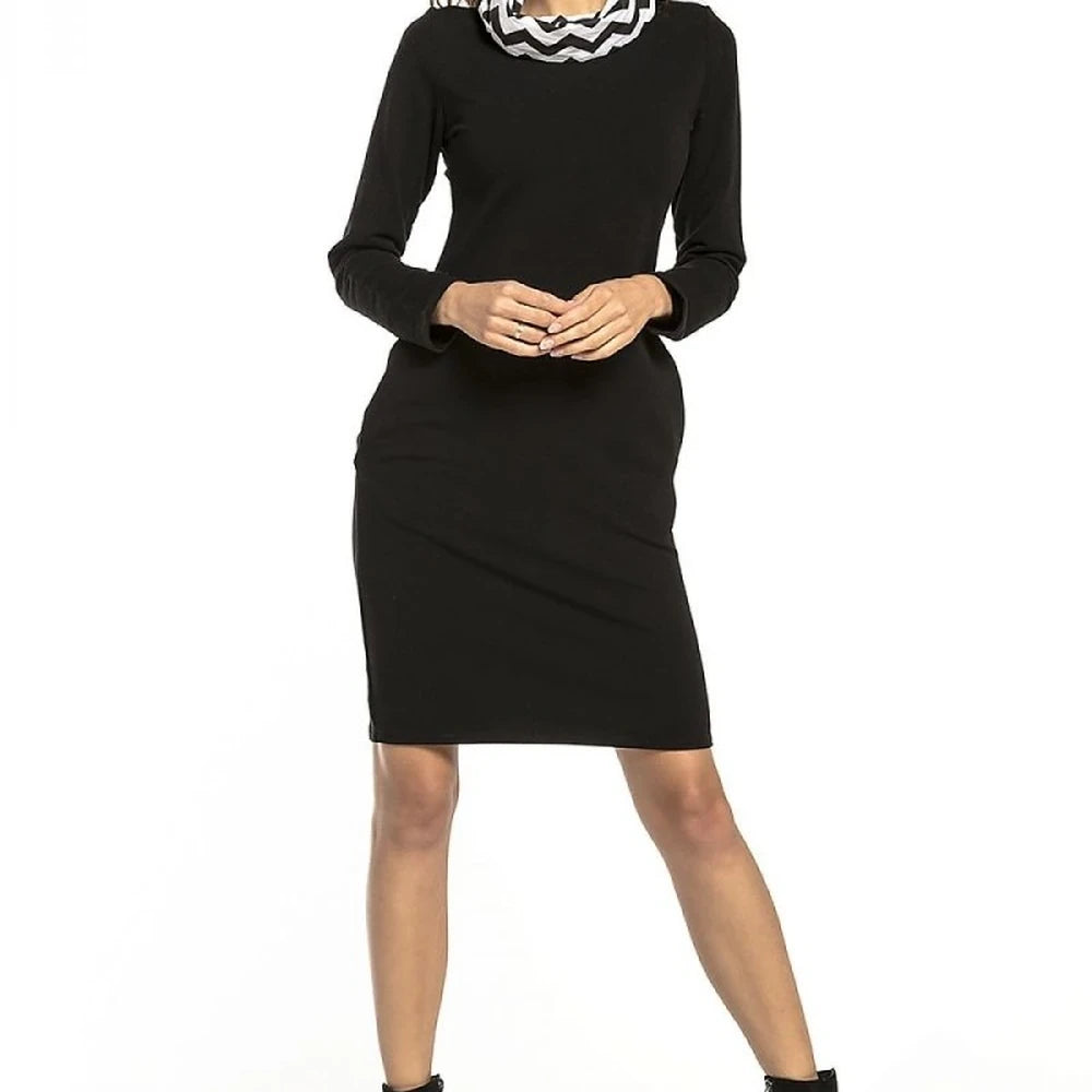 Sweatshirt Dress with Patterned Accents