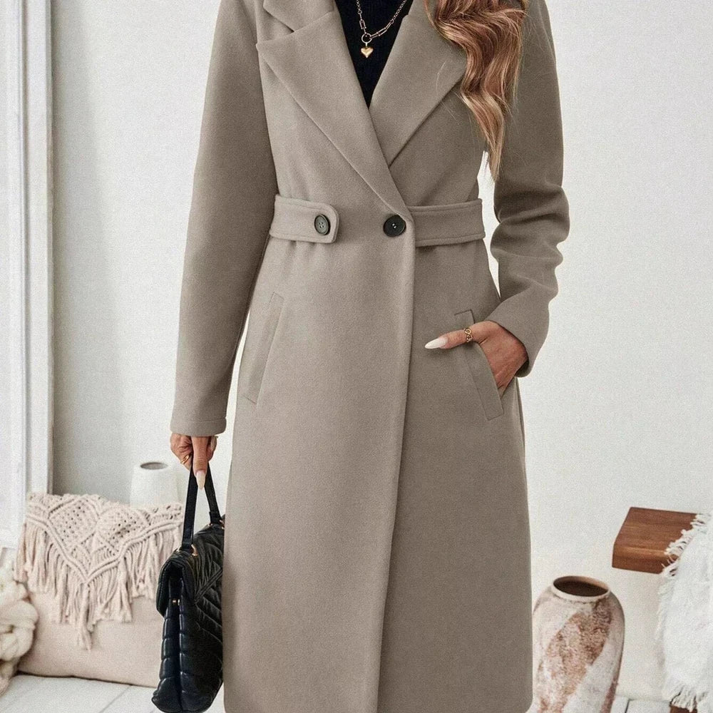 One Button Wool Blend Overcoat