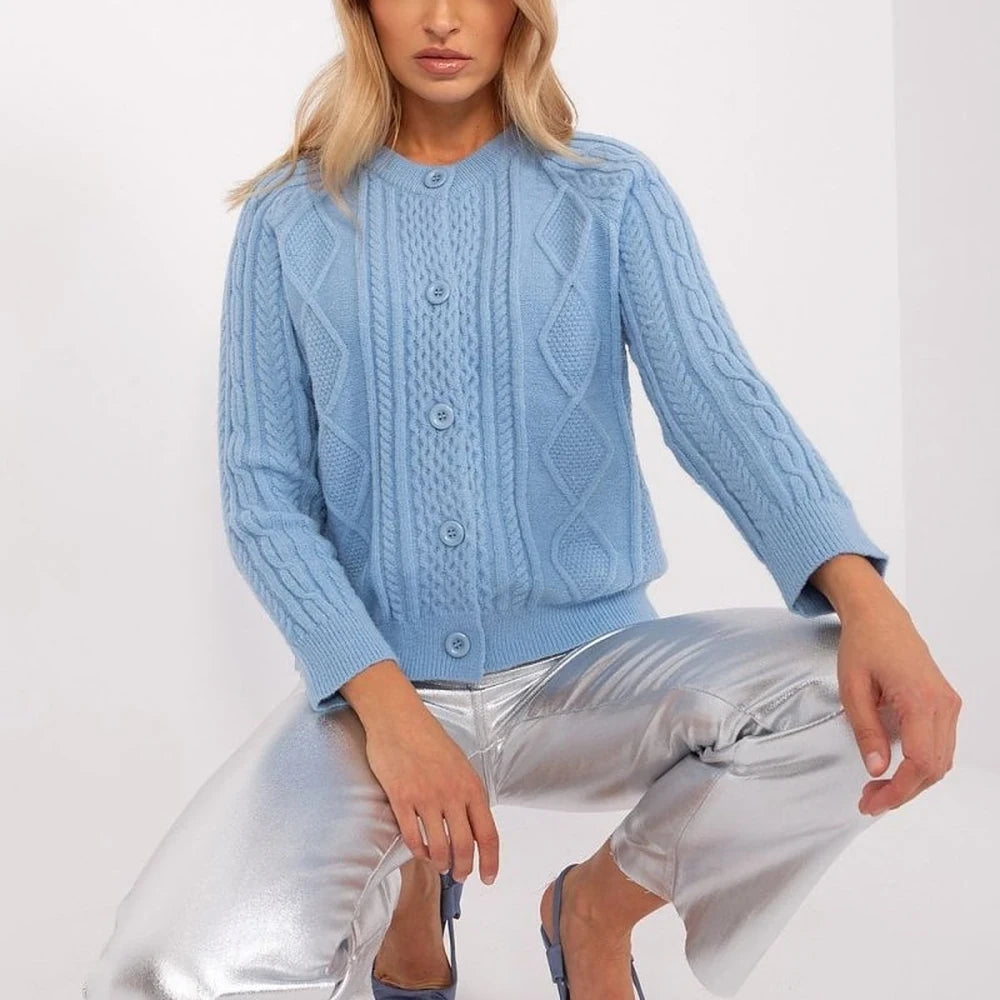 Variegated Texture Round Neck Cardigan