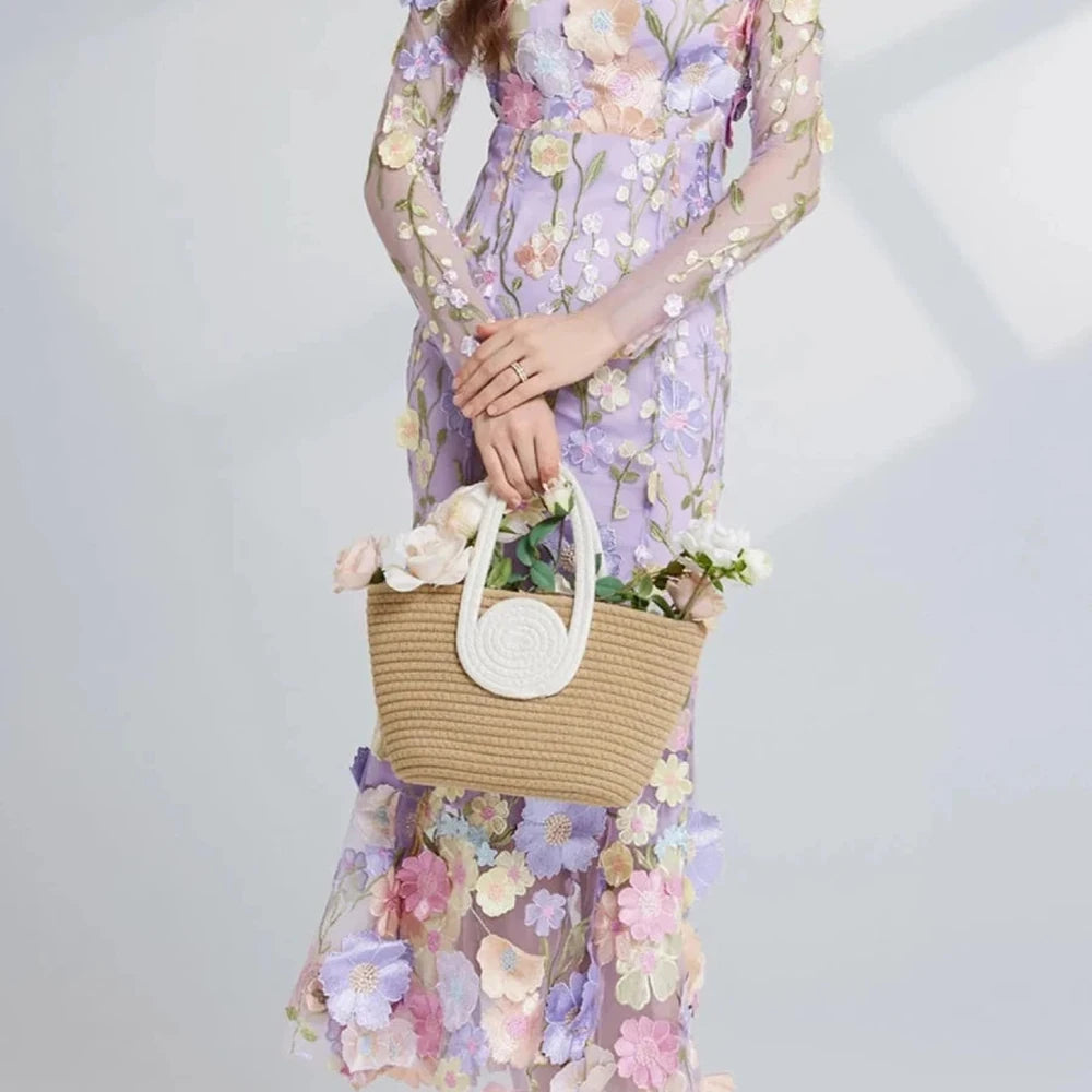 Floral Embroidered Mesh Midi Dress