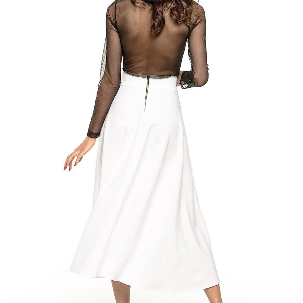 Midi Skirt with Belt and Zipper Detail