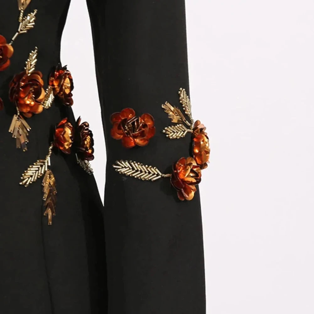 Embroidered Long Sleeve Blazer