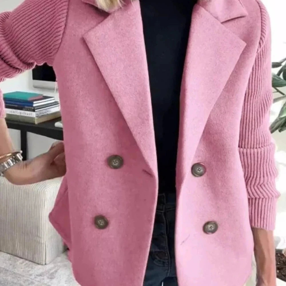 Lined Double-Breasted Knit Sleeve Outerwear