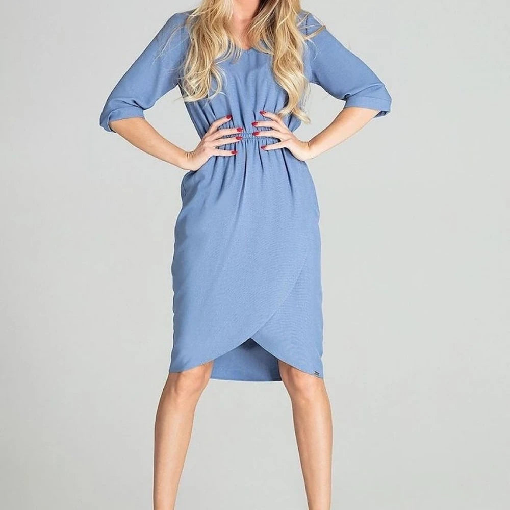 Checkered Midi Dress with 3/4 Sleeves