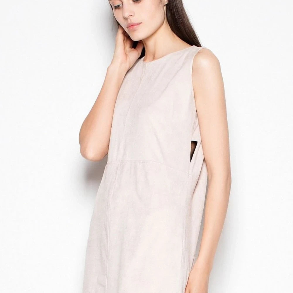 Suede-Like Day Dress with Back Zipper